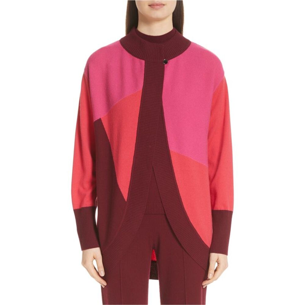 St. John Womens Petite Colorblocked Cardigan Sweater, NWT